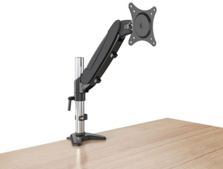 Uchwyt biurkowy Techly z amortyzatorem gazowym do monitorów 15-27 cali 8 kg Silver-Black (8054529022427) - obraz 4