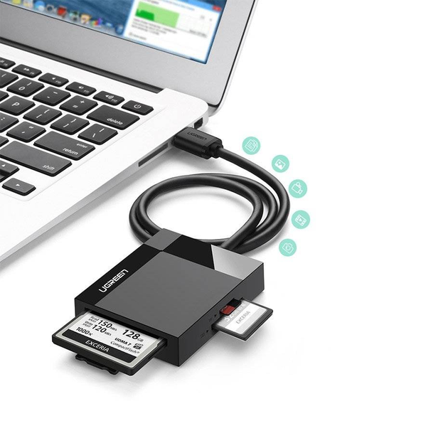 Czytnik kart Ugreen USB 3.0 SD micro-SD CF MS Black (6957303832316) - obraz 4