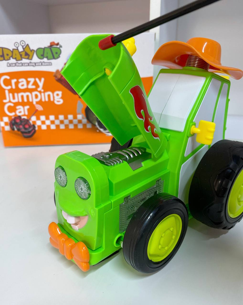 Дитячий музичний тракторець Crazy Jumping Car 2101А на радіо-керуванні "Шалений трактор" Зелений - зображення 5
