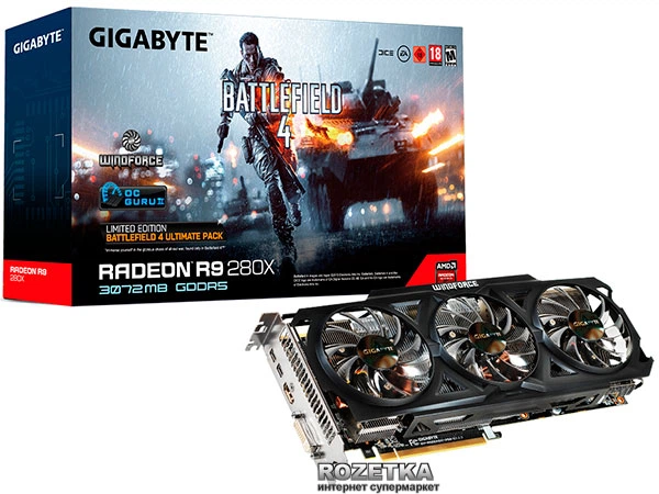 Видеокарта Gigabyte PCI-Ex Radeon R9 280X 3072MB GDDR5 (384bit