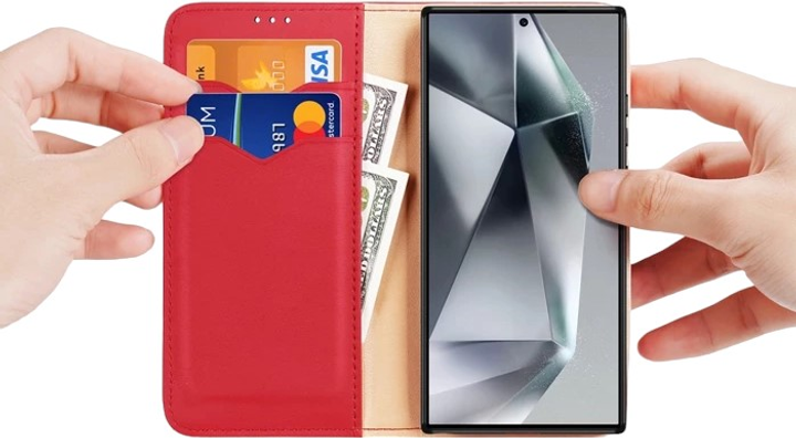 Etui z klapką Dux Ducis Hivo blokadą RFID do Samsung Galaxy S24 Ultra Red (6934913021866) - obraz 2