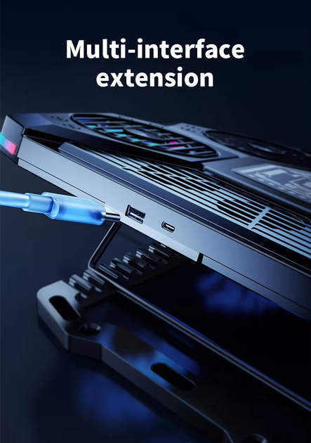 Підставка для ноутбука VHG D12 RGB з охолодженням, Laptop Cooling Pad, Black - изображение 7