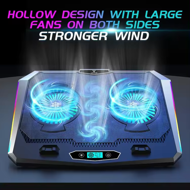 Підставка для ноутбука з охолодженням VHG D10 з RGB-підсвічуванням Laptop Cooling Pad, Black - изображение 4