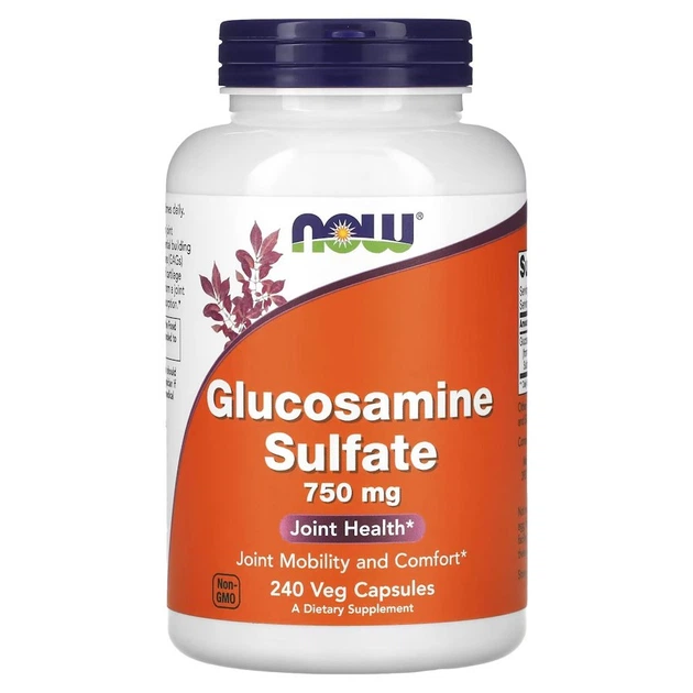 Препарат для суставов и связок NOW Glucosamine Sulfate 750 mg, 240 капсул - Фото 1 Препарат для суставов и связок NOW Glucosamine Sulfate 750 mg, 240 капсул - изображение 1