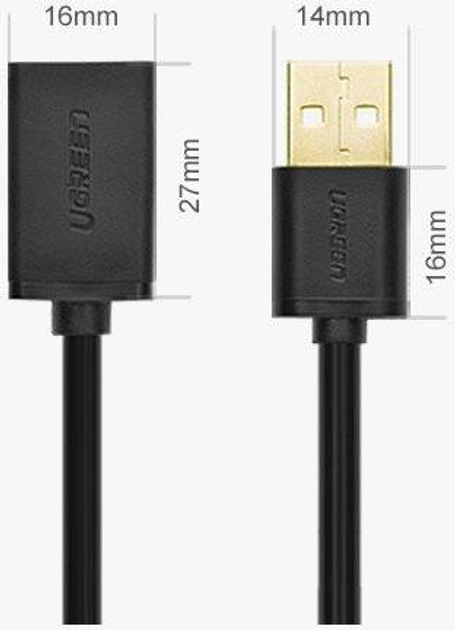 Кабель-подовжувач Ugreen USB Type-A to Type-A 1 m Black (6957303813148) - зображення 2