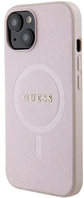 Панель Guess Saffiano для iPhone 15 Plus з MagSafe Pink (3666339156190) - зображення 2