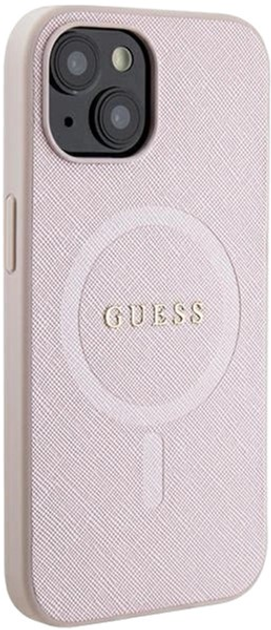 Панель Guess Saffiano для iPhone 15 Plus з MagSafe Pink (3666339156190) - зображення 3