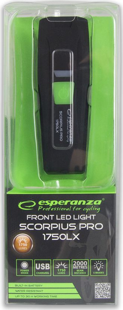 Lampka rowerowa Esperanza Scorpiuss Pro 1750 LX LED (5901299957110) - obraz 5