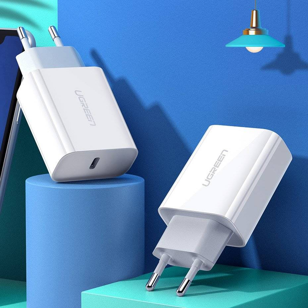 Ładowarka sieciowa Ugreen USB-C PD 3.0 QC 4.0 20 W White (6957303804610) - obraz 5