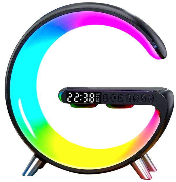 Настільна смарт-лампа нічник з Bluetooth колонкою та бездротовою зарядкою G63 RGB G-Smart Light Чорний - зображення 2