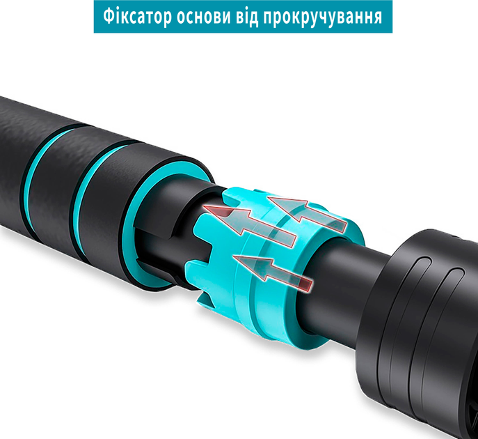 Турнік розсувний для підтягувань EasyFit 70-95 см розпірний для дому в отвір EF-1634-1 Чорно-бірюзовий (56003369) - зображення 5