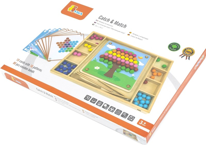 Mozaika Viga Toys Montessori Drewniana Złap i dopasuj 106 elementów (6971608445743) - obraz 1