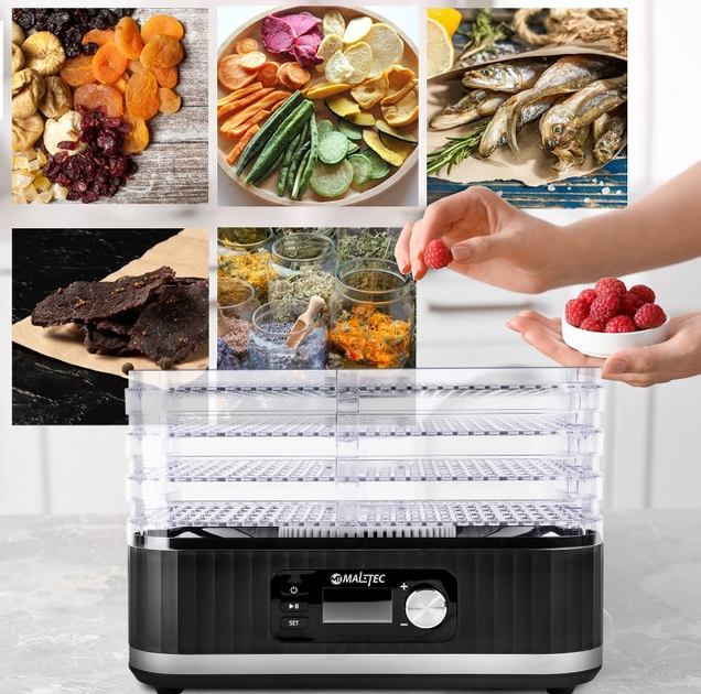 Сушилка пищевая для грибов, фруктов, овощей MalTec DryExpert450W 450 Вт 5 уровней Черная - изображение 13