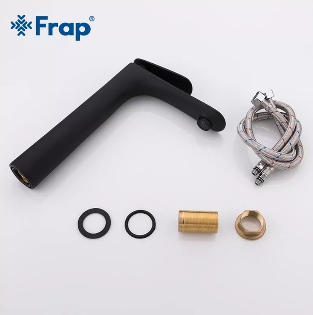 Смеситель для умывальника Frap F1052-57 высокий, черный - изображение 6