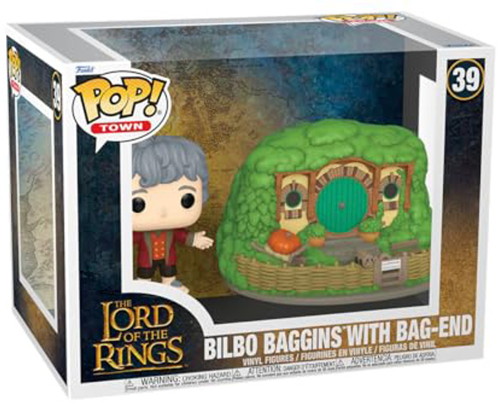 Figurka do gier Funko Pop Town the Lord of the Rings - Bilbo Baggins z Bag End 9 cm (figurka Bilbo); 9.5 cm (Bag-End) (0889698808354) - obraz 1