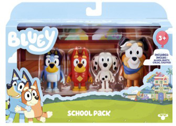 Набір фігурок Moose Bluey School Pack 4 фігурки Bluey + Rusty + Chloe + Calypso 6.4 см (0630996130520) - зображення 1