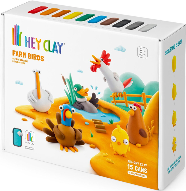 Набір Hey Clay Птахи з ферми Пластилін + аксесуари 15 шт. (5904754607841) - зображення 4