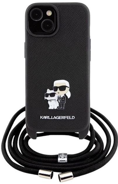 Панель Karl Lagerfeld Crossbody Saffiano Metal Pin Karl & Choupette для Apple iPhone 15 Plus Black (3666339165765) - зображення 1