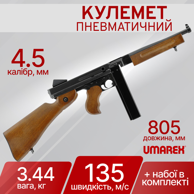 Пістолет-кулемет пневматичний Umarex Legends M1A1 Blowback Full Auto 4,5 мм 5.8390X - зображення 1