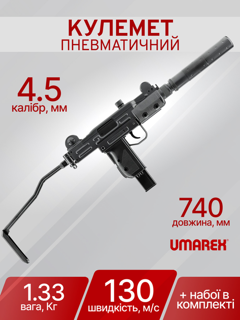 Пистолет-пулемет пневматический Umarex IWI Mini UZI Blowback 4,5 мм 5.8141 - изображение 2