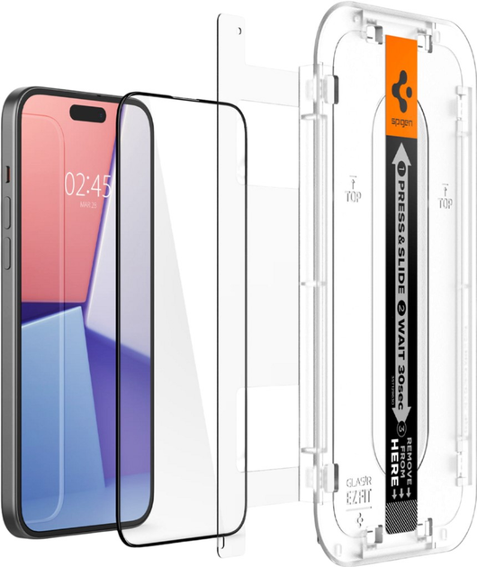 Захисне скло Spigen Glas.tR EZ Fit Full Cover для Apple iPhone 15 2 шт. Black (8809896752251) - зображення 4