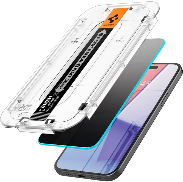 Szkło hartowane Spigen Glas.tR EZ Fit Privacy do Apple iPhone 15 2 szt. Black (8809896752268) - obraz 2