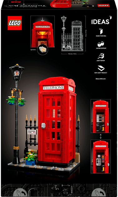 Zestaw klocków LEGO Ideas Czerwona londyńska budka telefoniczna 1460 elementów (21347) - obraz 5