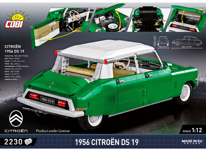 Конструктор Cobi 1956 Citroen DS 19 2230 деталей (5902251243470) - зображення 9