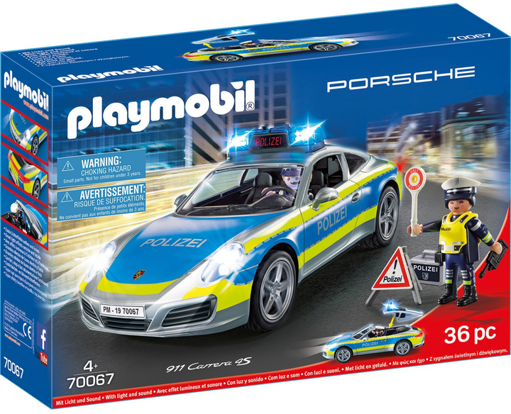 Конструктор Playmobil City Action Porsche 911 Carrera 4S Поліція 36 деталей (4008789700674) - зображення 1