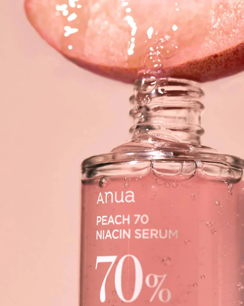 Сироватка з персиком для гладкої та сяйної шкіри Anua Peach 70% Niacin Serum 30ml - Фото 2 Сироватка з персиком для гладкої та сяйної шкіри Anua Peach 70% Niacin Serum 30ml - зображення 2