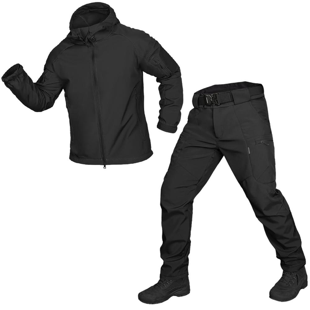 Тактичний CamoTec костюм Stalker 2.0 SoftShell Black чорний 2XL - зображення 1