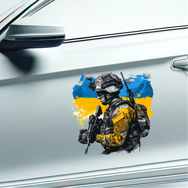 Наклейка на автомобіль: Український солдат, 30*30 см, кузов - зображення 3