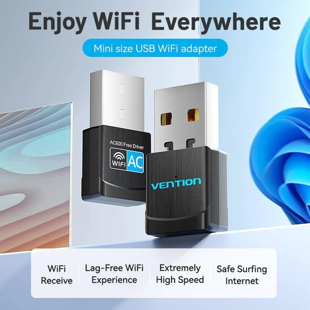 Двухдиапазонный WiFi адаптер USB 2.4ГГц 5ГГц, черный - Фото 4 Двухдиапазонный WiFi адаптер USB 2.4ГГц 5ГГц, черный - изображение 4