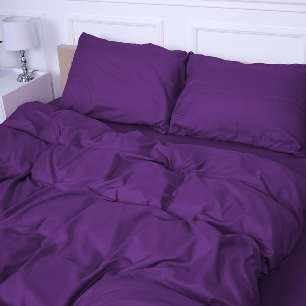 Акція на Комплект постільної білизни MirSon King Size 200x220 см №19-3424 Sunset Purple Однотонний Mikrosatin від Rozetka