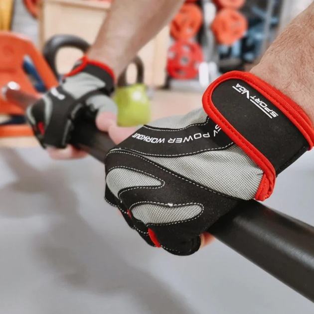 Rękawiczki treningowe SportVida SV-PA0210 L Czerwony/Czarny (5903949200898) - obraz 5