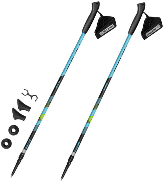 Kijki Nordic Walking Spokey 929462 Meadow 105 - 135 cm niebiesko-czarno-zielone (5902693294627) - obraz 1