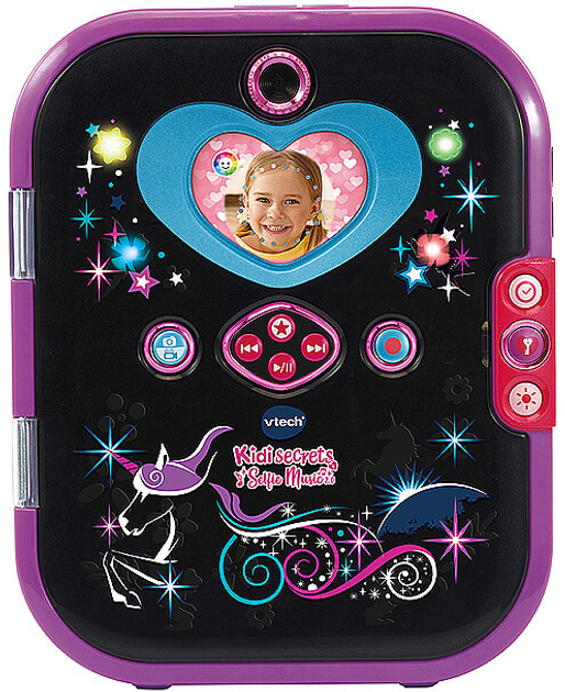 Щоденник Vtech Kidisecrets Selfie Music 2.0 з розпізнаванням обличчя Чорно-фіолетовий (3417765419744) - зображення 1