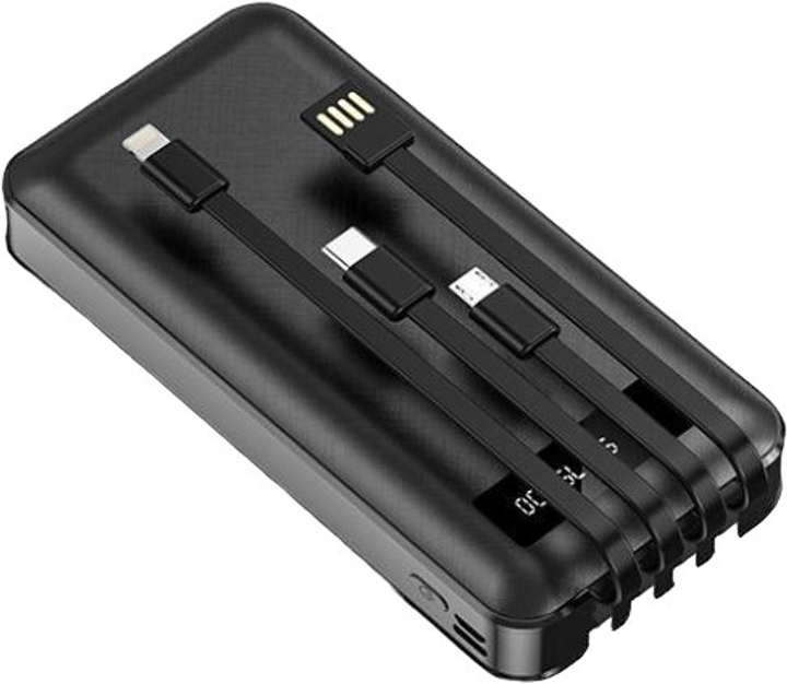 УМБ Powerbank 10000 mAh + 4 зарядні кабелі Black (4260272286458) - зображення 1