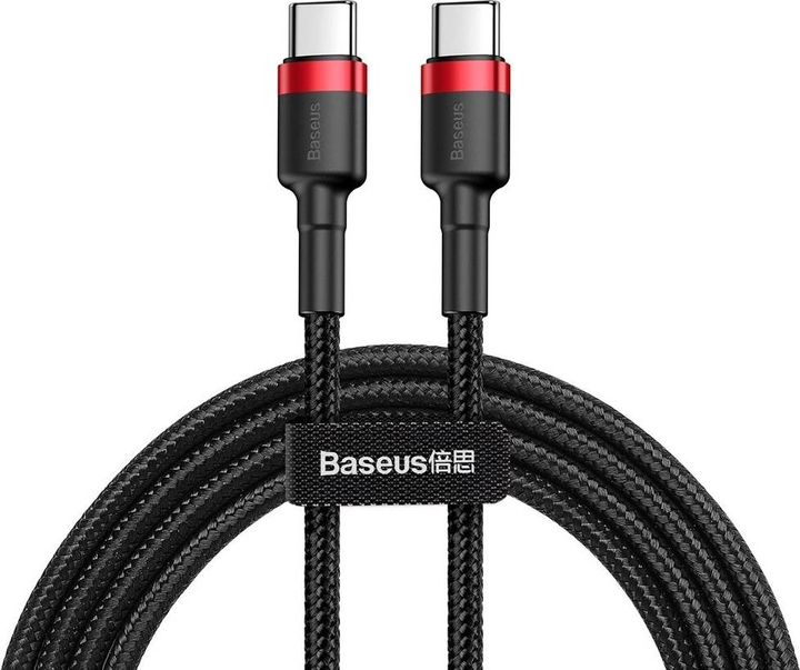 Кабель Baseus CATKLF-G91 USB-C - USB-C PD QC 60W 3A 480Mb/s 1 м Чорно-червоний (6953156285217) - зображення 1