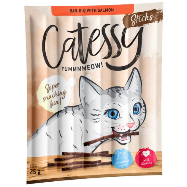 Ласощі Catessy Sticks Bar-B-Q with Salmon палички барбекю з лососем для котів, 10 шт. - изображение 1