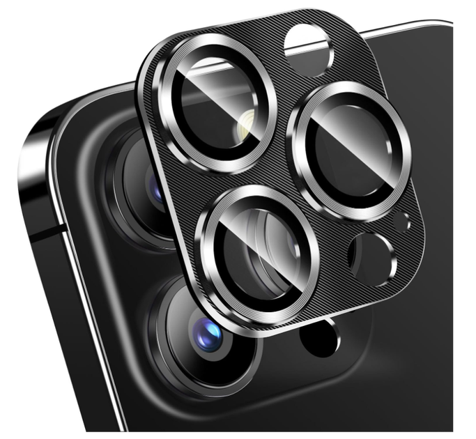 Защитное стекло на камеру DK для Apple iPhone 15 Pro Max | CD Metal Armor (017830) (black) - Фото 1 Защитное стекло на камеру DK для Apple iPhone 15 Pro Max | CD Metal Armor (017830) (black) - изображение 1