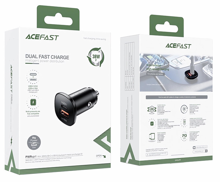 Ładowarka samochodowa Acefast B1 38W USB-C+USB-A Black (6974316280330) - obraz 4