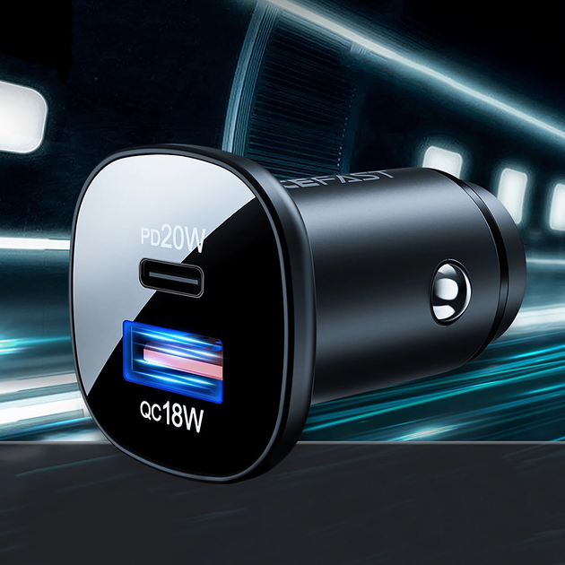 Ładowarka samochodowa Acefast B1 38W USB-C+USB-A Black (6974316280330) - obraz 5