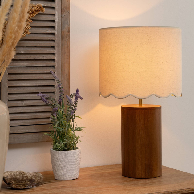 Lampa stołowa Atmosphera Vania z białym abażurem i drewnianą podstawą 28 cm White (3560232731723) - obraz 5