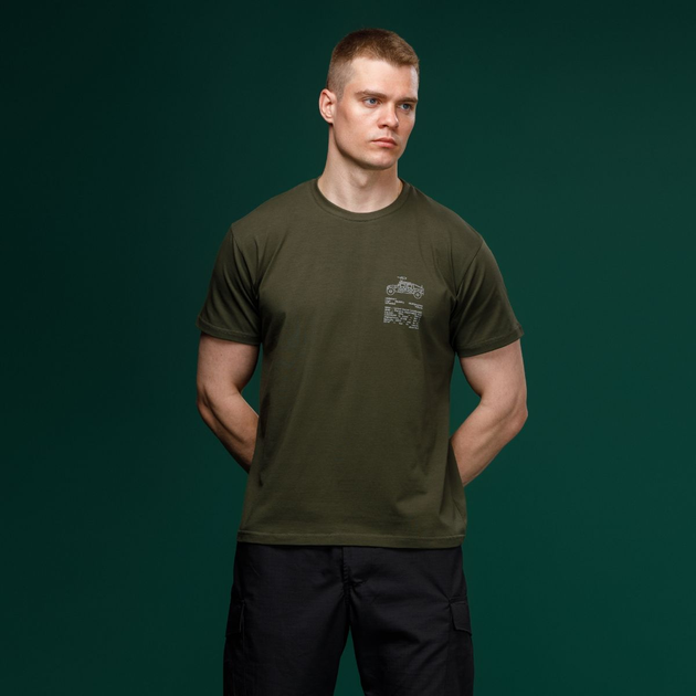 Футболка Basic Military Ukrarmor T-Shirt. HMMWV. Cotton and Elastane, олива L - изображение 2