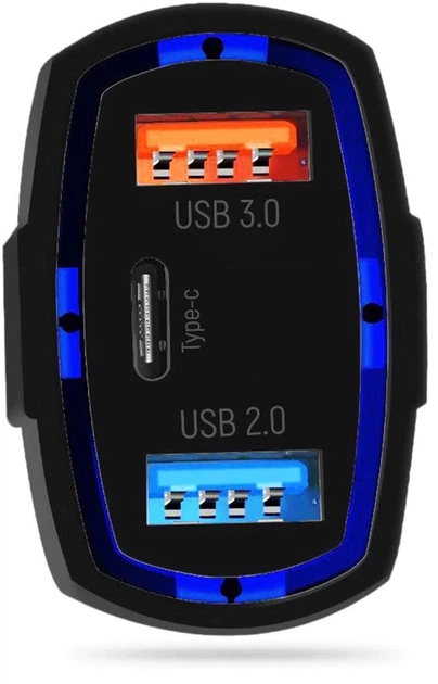 Ładowarka samochodowa Wozinsky WCC-01 2 x USB, USB-C Black (5907769300004) - obraz 3