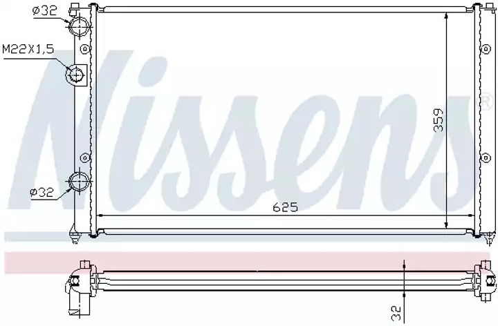 Радіатор охолодження двигуна VW POLO, SEAT CORDOBA, NISSENS (652551) - зображення 1