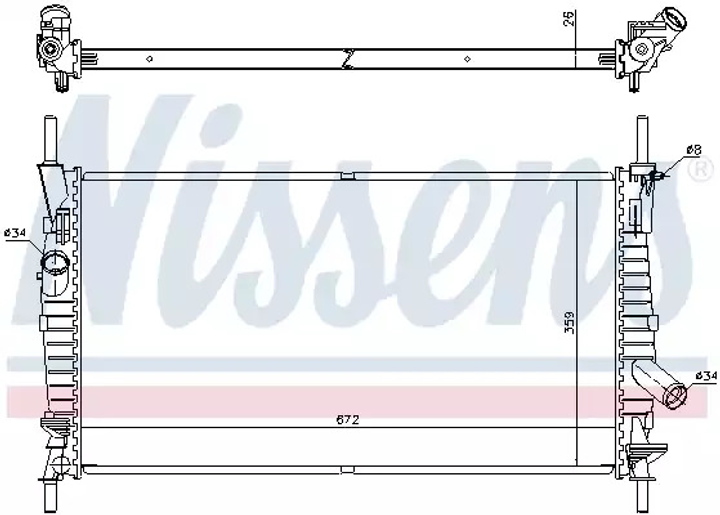 Радіатор охолодження двигуна FORD TRANSIT, NISSENS (62128) - зображення 1