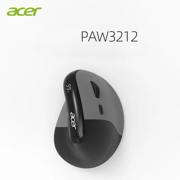 Вертикальна миша ACER OMR217 c комбінованим підключенням, дисплеєм та акумулятором, 4000DPI, чорно-сірий - зображення 4