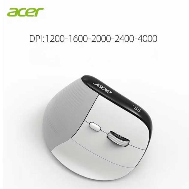 Вертикальна миша ACER OMR217 c комбінованим підключенням, дисплеєм та акумулятором, 4000DPI, чорно-сірий - зображення 5